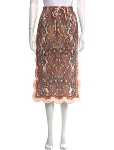 Pre-owned Zimmermann Linen Midi Length Skirt In Neutrals