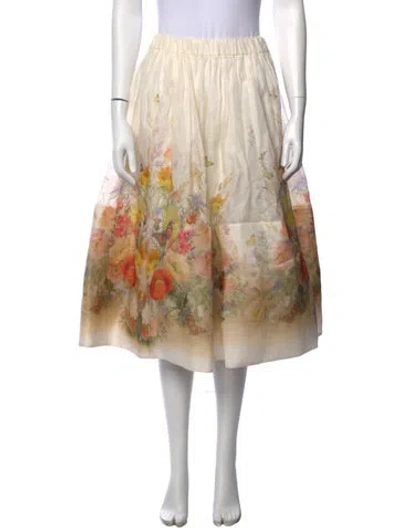 Pre-owned Zimmermann Linen Midi Length Skirt In Neutrals