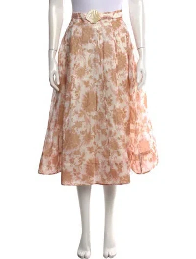 Pre-owned Zimmermann Linen Midi Length Skirt In Neutrals