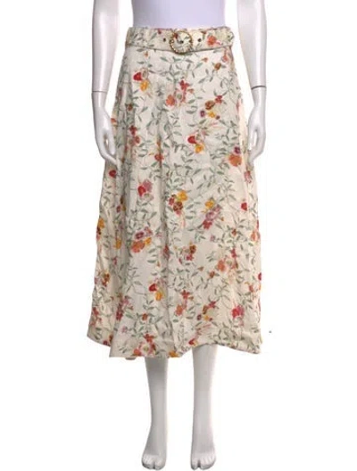 Pre-owned Zimmermann Linen Midi Length Skirt In Neutrals