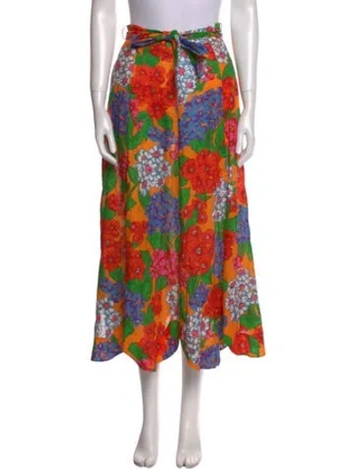 Pre-owned Zimmermann Linen Midi Length Skirt In Orange