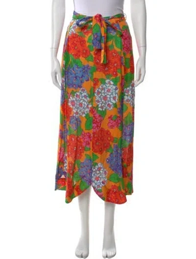 Pre-owned Zimmermann Linen Midi Length Skirt In Orange