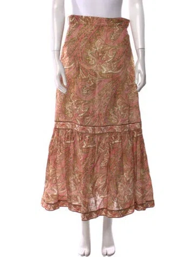 Pre-owned Zimmermann Linen Midi Length Skirt In Pink