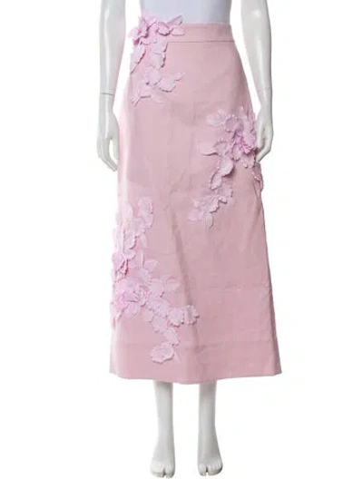 Pre-owned Zimmermann Linen Midi Length Skirt In Pink