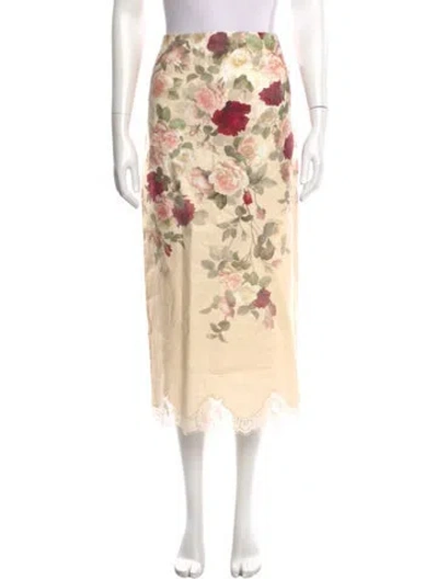 Pre-owned Zimmermann Linen Midi Length Skirt In Pink