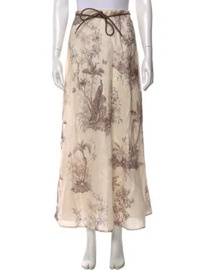 Pre-owned Zimmermann Linen Midi Length Skirt In Pink