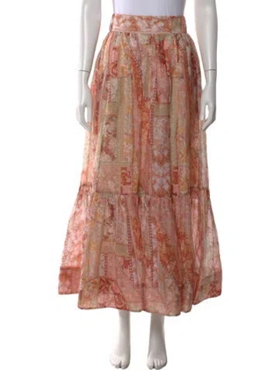 Pre-owned Zimmermann Linen Midi Length Skirt In Pink