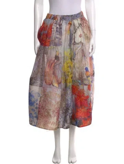 Pre-owned Zimmermann Linen Midi Length Skirt In Purple