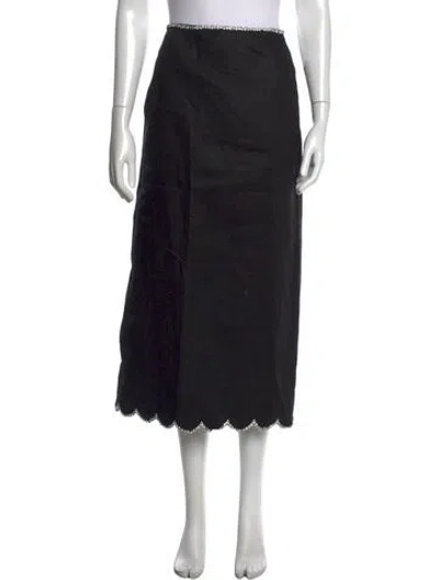 Pre-owned Zimmermann Linen Midi Length Skirt W/ Tags In Black