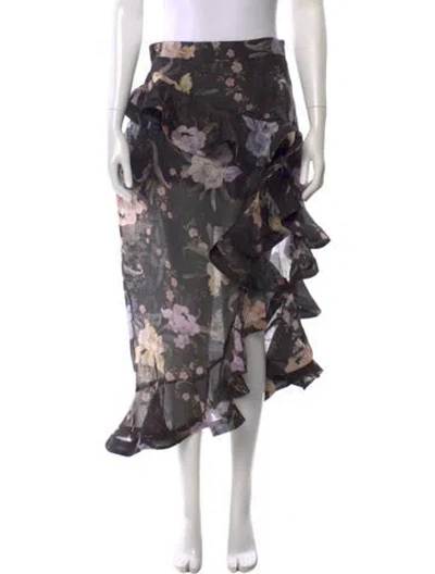 Pre-owned Zimmermann Linen Midi Length Skirt W/ Tags In Multi