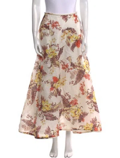 Pre-owned Zimmermann Linen Midi Length Skirt W/ Tags In Neutral