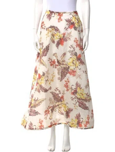 Pre-owned Zimmermann Linen Midi Length Skirt W/ Tags In Neutral