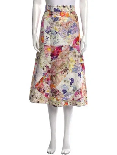 Pre-owned Zimmermann Linen Midi Length Skirt W/ Tags In Purple