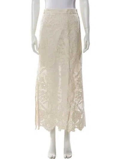 Pre-owned Zimmermann Linen Midi Length Skirt W/ Tags In White