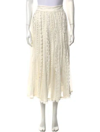 Pre-owned Zimmermann Linen Midi Length Skirt W/ Tags In White