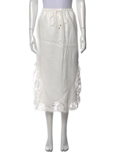 Pre-owned Zimmermann Linen Midi Length Skirt W/ Tags In White