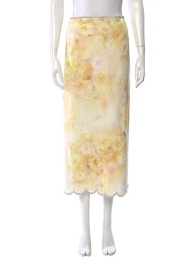Pre-owned Zimmermann Linen Midi Length Skirt W/ Tags In Yellow