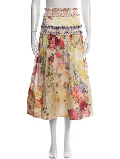 Pre-owned Zimmermann Linen Midi Length Skirt W/ Tags In Yellow