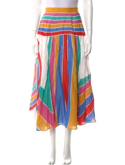 Pre-owned Zimmermann Linen Midi Length Skirt In White