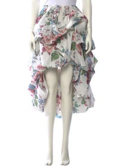 Pre-owned Zimmermann Linen Midi Length Skirt In White