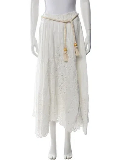 Pre-owned Zimmermann Linen Midi Length Skirt In White