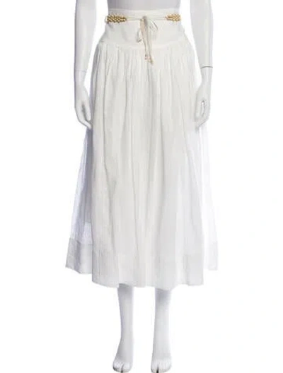 Pre-owned Zimmermann Linen Midi Length Skirt In White