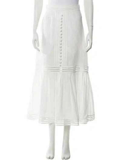 Pre-owned Zimmermann Linen Midi Length Skirt In White