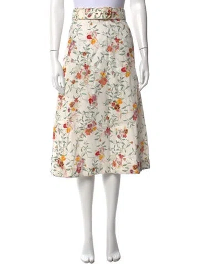 Pre-owned Zimmermann Linen Midi Length Skirt In White