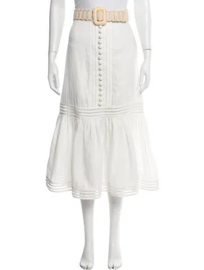 Pre-owned Zimmermann Linen Midi Length Skirt In White