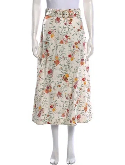 Pre-owned Zimmermann Linen Midi Length Skirt In White