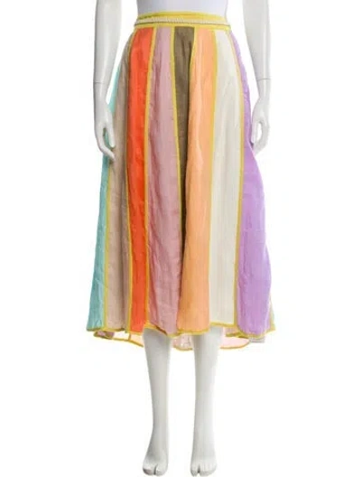 Pre-owned Zimmermann Linen Midi Length Skirt In Yellow