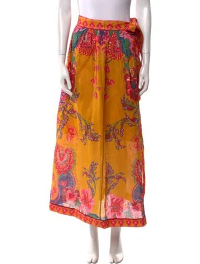 Pre-owned Zimmermann Linen Midi Length Skirt In Yellow