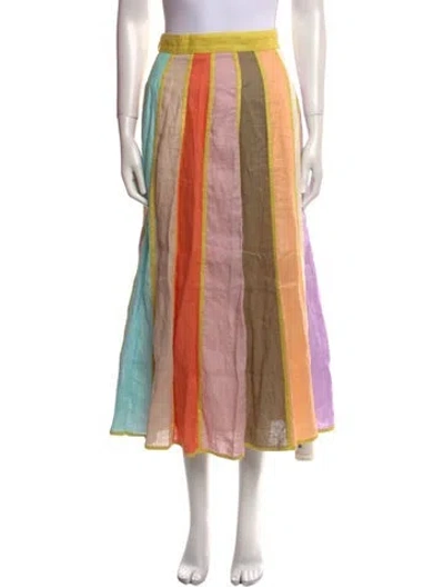 Pre-owned Zimmermann Linen Midi Length Skirt In Yellow