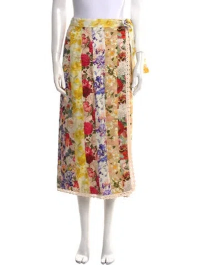 Pre-owned Zimmermann Linen Midi Length Skirt In Yellow