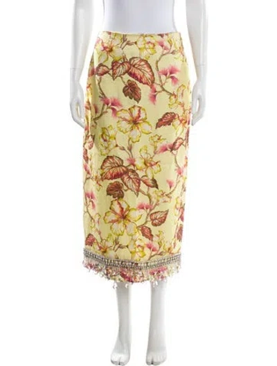 Pre-owned Zimmermann Linen Midi Length Skirt In Yellow