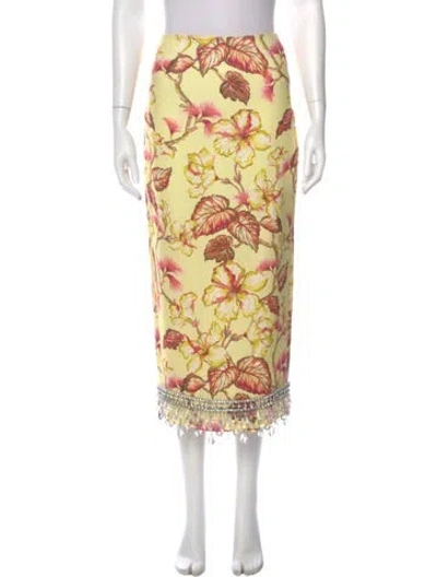 Pre-owned Zimmermann Linen Midi Length Skirt In Yellow