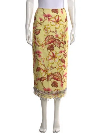 Pre-owned Zimmermann Linen Midi Length Skirt In Yellow
