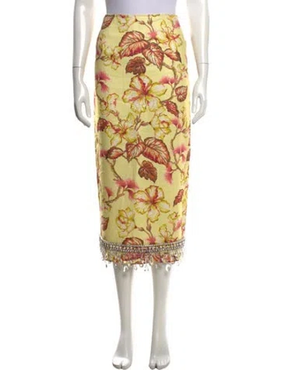 Pre-owned Zimmermann Linen Midi Length Skirt In Yellow