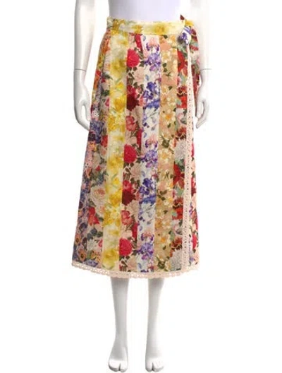 Pre-owned Zimmermann Linen Midi Length Skirt In Yellow