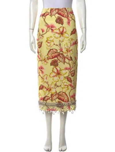 Pre-owned Zimmermann Linen Midi Length Skirt In Yellow