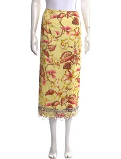 Pre-owned Zimmermann Linen Midi Length Skirt In Yellow