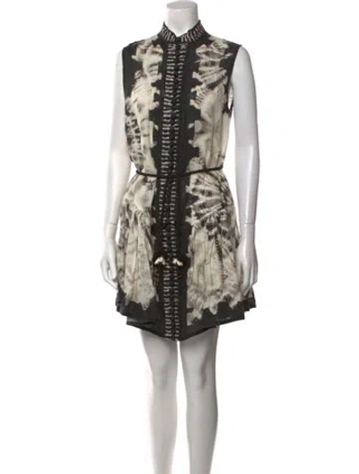 Pre-owned Zimmermann Linen Mini Dress In Black
