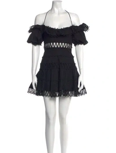 Pre-owned Zimmermann Linen Mini Dress In Black
