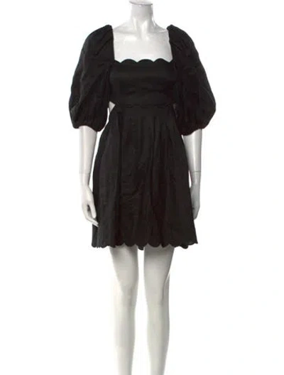 Pre-owned Zimmermann Linen Mini Dress In Black