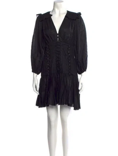 Pre-owned Zimmermann Linen Mini Dress In Black
