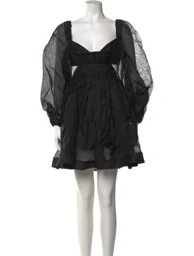 Pre-owned Zimmermann Linen Mini Dress In Black