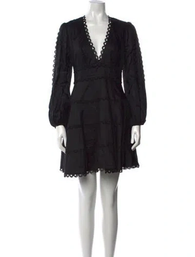 Pre-owned Zimmermann Linen Mini Dress In Black