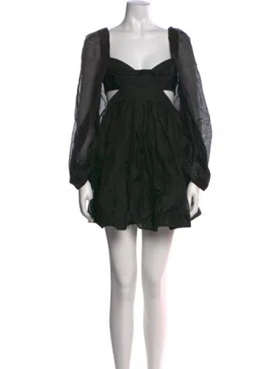 Pre-owned Zimmermann Linen Mini Dress In Black
