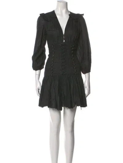 Pre-owned Zimmermann Linen Mini Dress In Black
