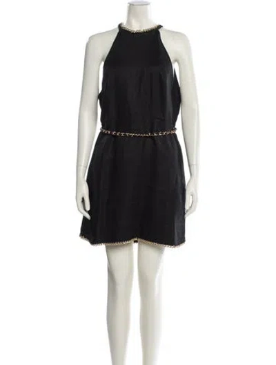 Pre-owned Zimmermann Linen Mini Dress In Black